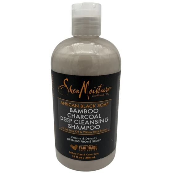 SheaMoisture African Black Soap Bamboo Charcoal Deep Cleansing Shampoo 13 oz NEW - Picture 1 of 4